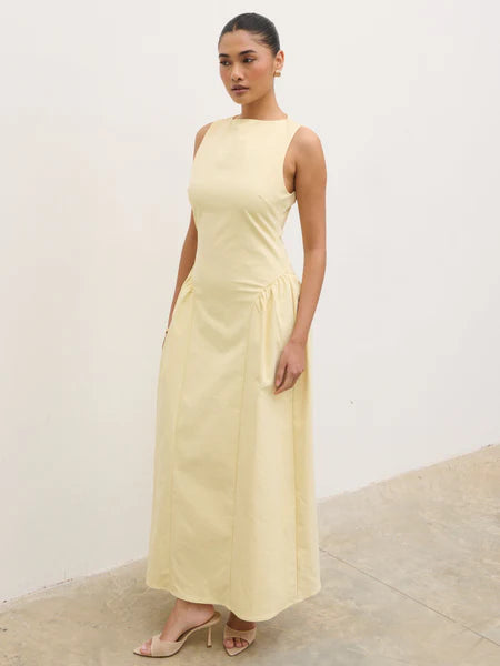 Sylvie Slash Neck Midaxi Dress - Lemon