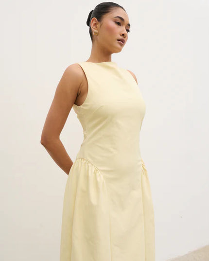 Sylvie Slash Neck Midaxi Dress - Lemon