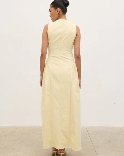Sylvie Slash Neck Midaxi Dress - Lemon