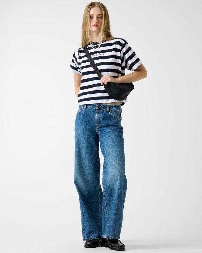 Guess Jeans Boxy Stripe T-Shirt - Navy Stripe