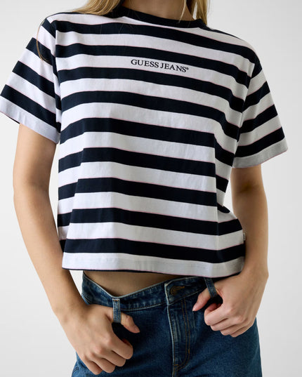 Guess Jeans Boxy Stripe T-Shirt - Navy Stripe