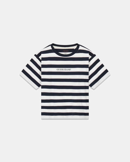 Guess Jeans Boxy Stripe T-Shirt - Navy Stripe