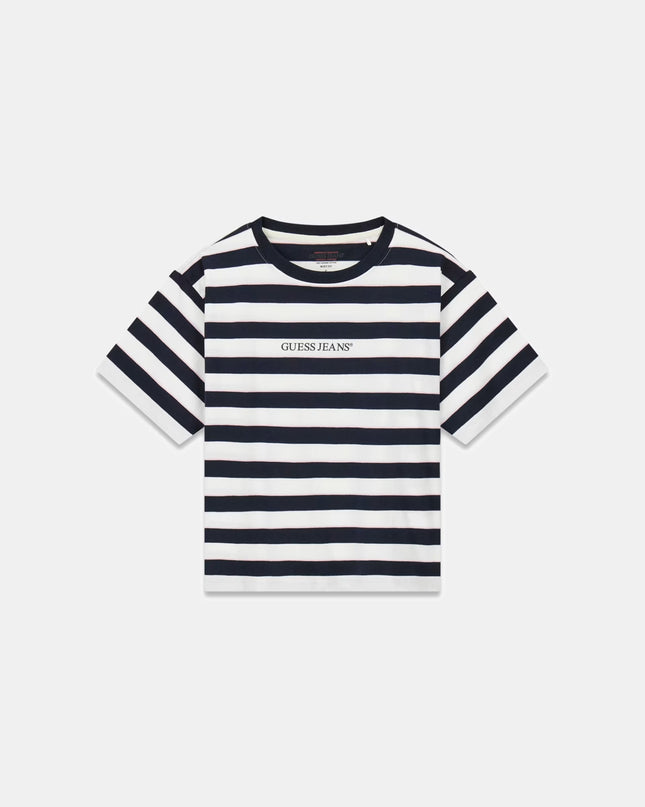 Guess Jeans Boxy Stripe T-Shirt - Navy Stripe