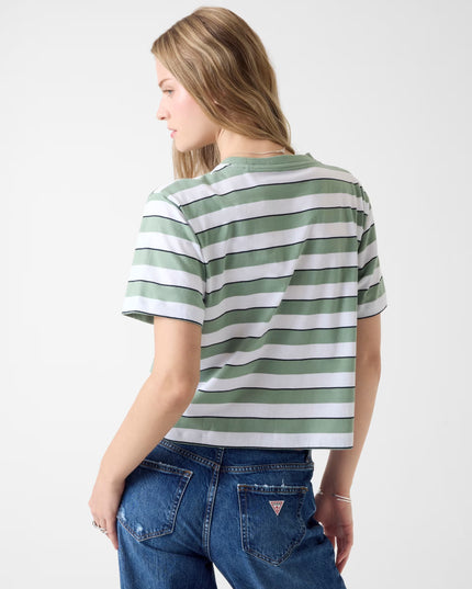 Guess Jeans Boxy Stripe T-Shirt - Green