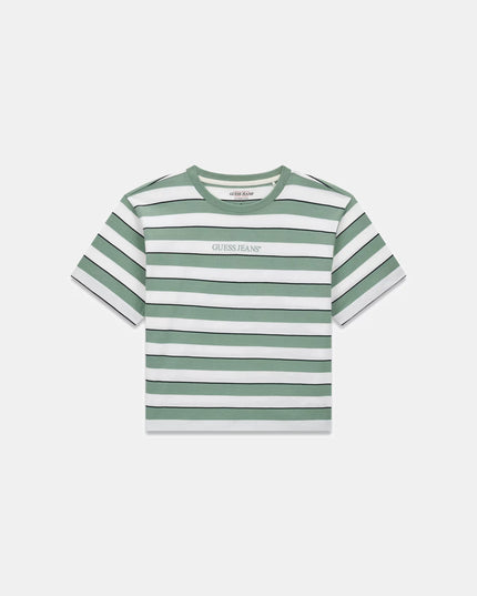Guess Jeans Boxy Stripe T-Shirt - Green