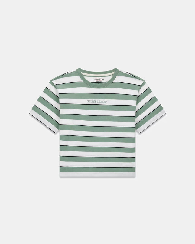 Guess Jeans Boxy Stripe T-Shirt - Green