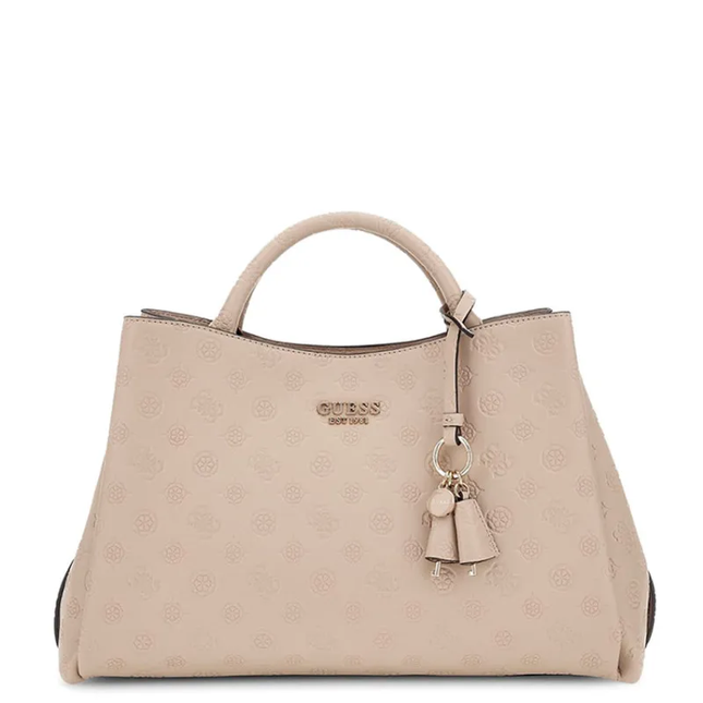 Guess Phoebe Large Girlfriend Satchel - Simply Taupe Logo