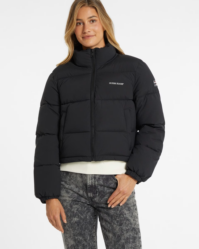 Guess Jeans Crop Puffer Jacket - Black