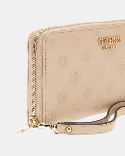 Guess Phoebe Large Zip Around Purse - Simply Taupe Logo
