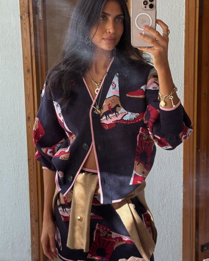 Navy Cowboy Boots Cardigan