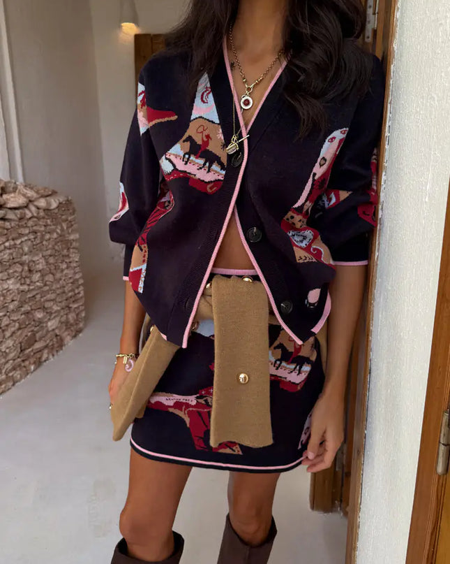 Navy Cowboy Boots Cardigan