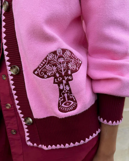 Pink Mushroom Cardigan
