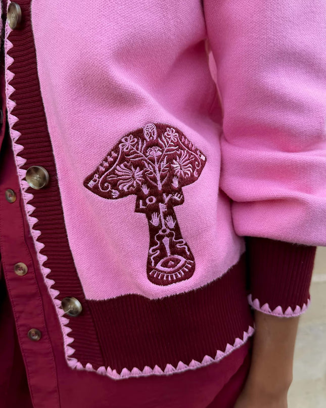 Pink Mushroom Cardigan