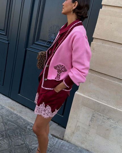 Pink Mushroom Cardigan