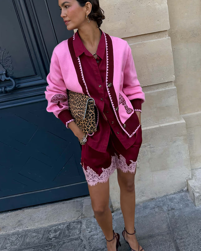 Pink Mushroom Cardigan