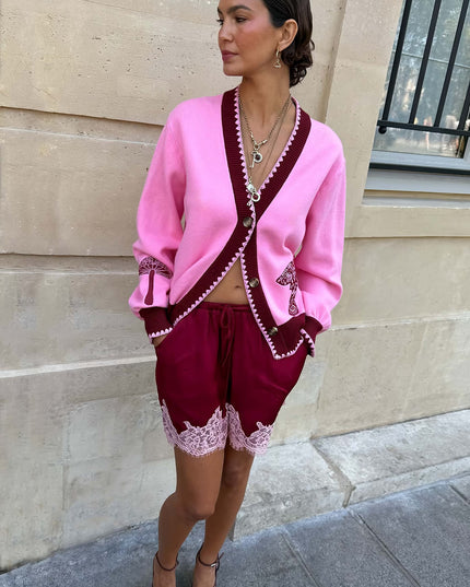 Pink Mushroom Cardigan