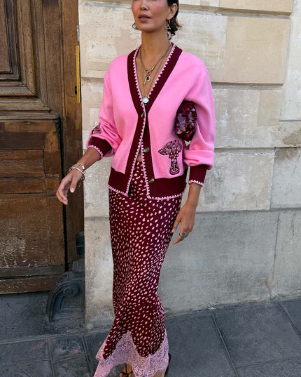 Pink Mushroom Cardigan