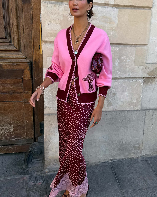 Pink Mushroom Cardigan