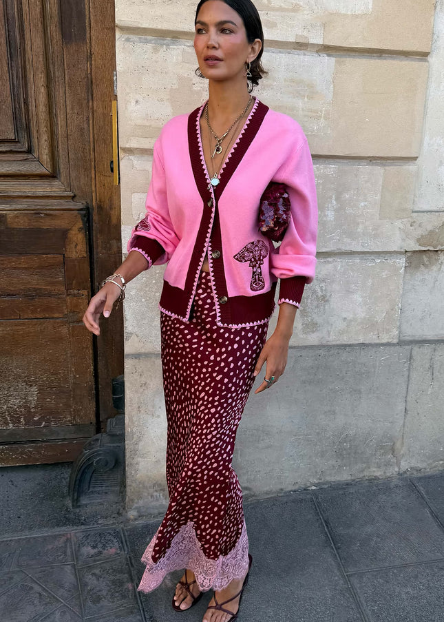 Pink Mushroom Cardigan