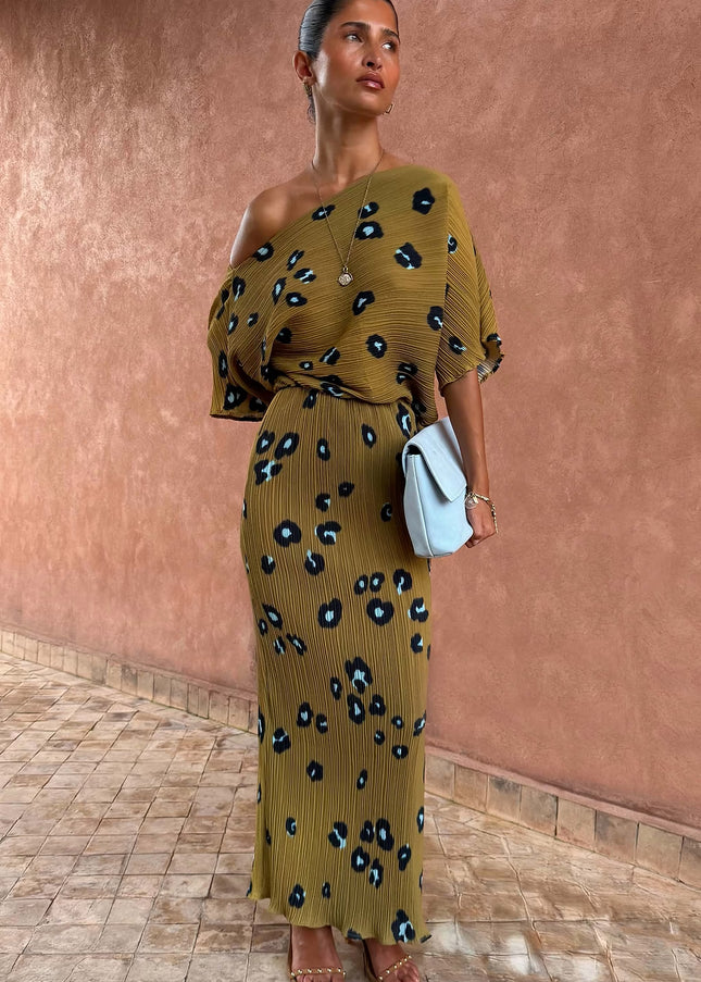 Olive Blurred Leopard Tilly Dress