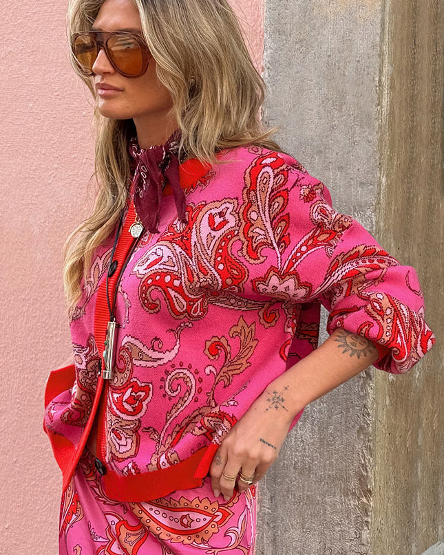 Pink Paisley Oslo Cardigan