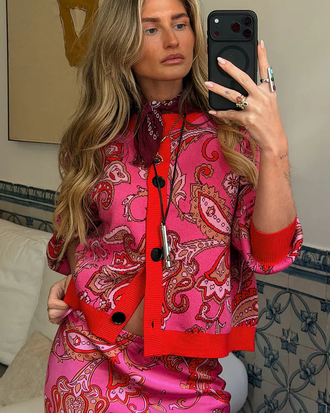 Pink Paisley Oslo Cardigan