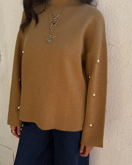 Tan Stud Evie Knit Jumper