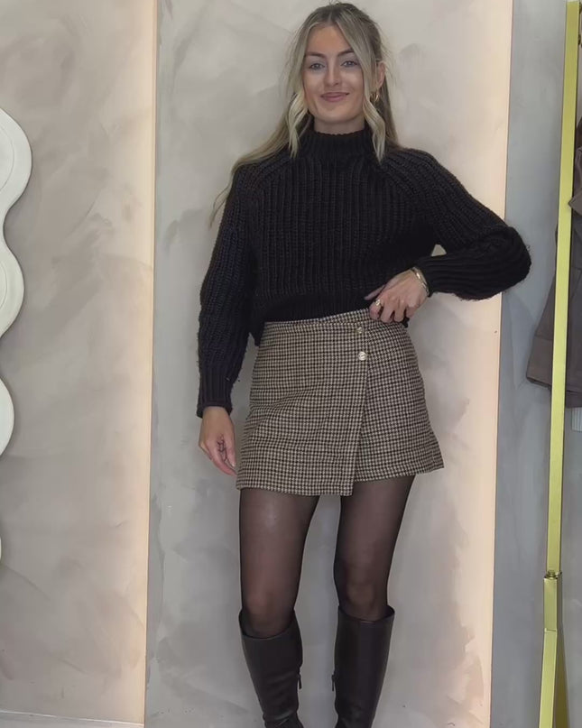 Check Skort - Taupe