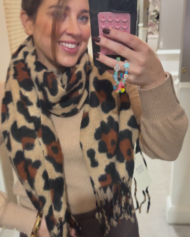 Muse Leopard Print Scarf - Camel