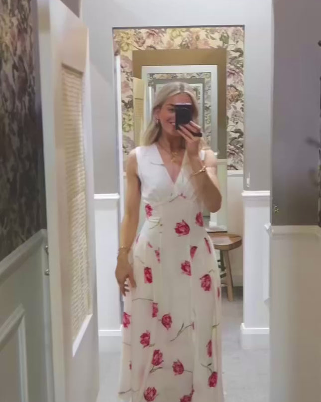 French Connection Cresida Faron Midi Dress - Ivory/Pink