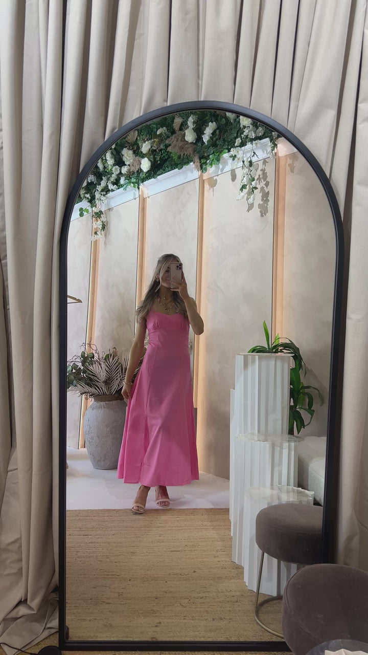 Ayla Linen Midi Dress - Pink