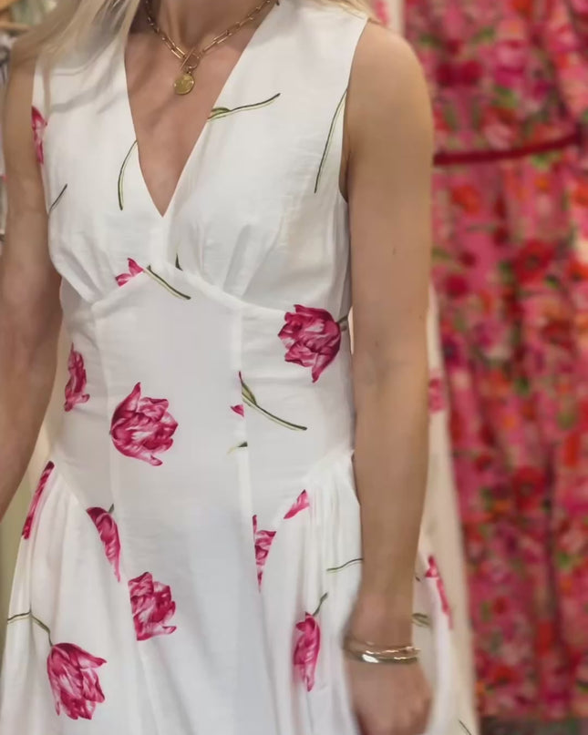 French Connection Cresida Faron Midi Dress - Ivory/Pink