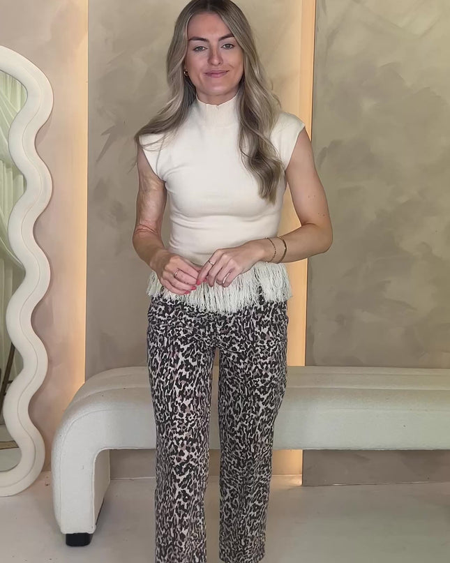 Leopard Print Tapered Jeans