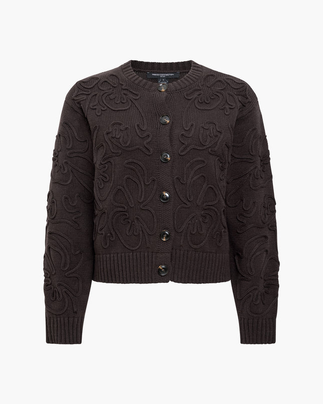 French Connection Varli Floral Drawing Cardigan - Mocha