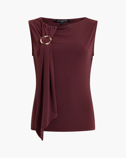 French Connection Maxine Draped Jersey Top - Cherry