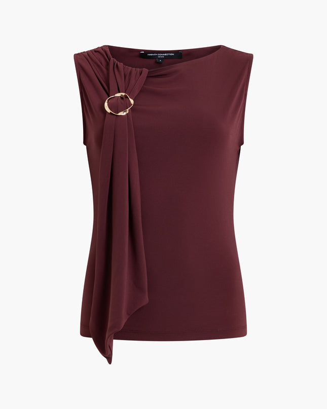 French Connection Maxine Draped Jersey Top - Cherry