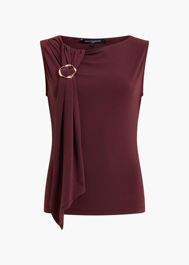 French Connection Maxine Draped Jersey Top - Cherry