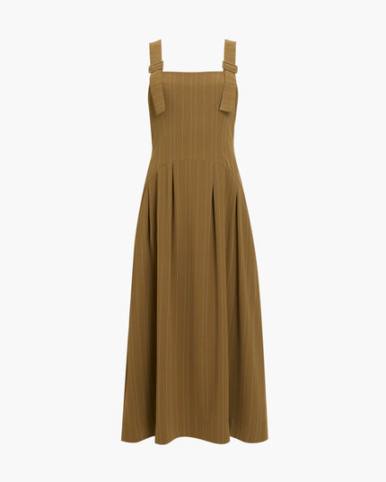 French Connection Erma Pinstripe Long Dress - Olive