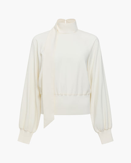 French Connection Krista Mix Wrap Fitted Top - Cream