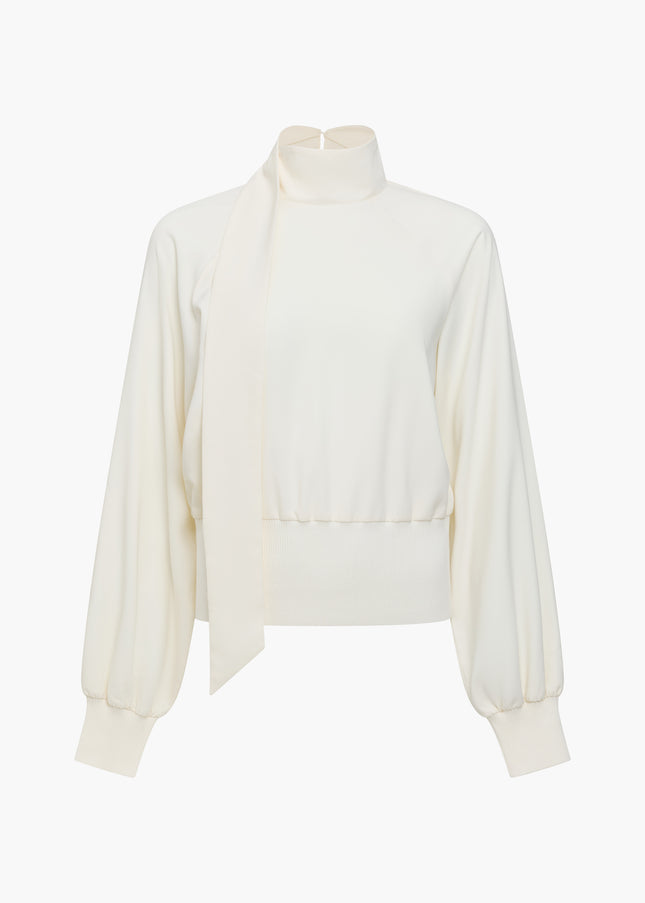French Connection Krista Mix Wrap Fitted Top - Cream