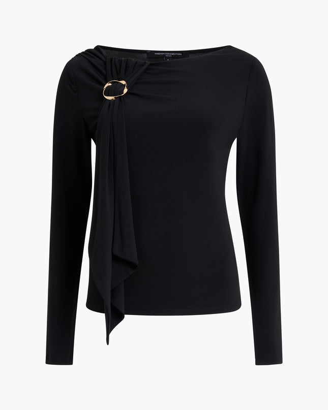 French Connection Maxine Jersey Draped Detail Top - Black