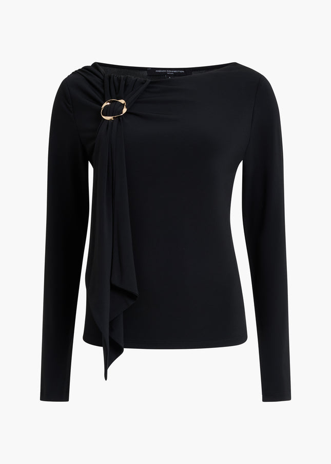 French Connection Maxine Jersey Draped Detail Top - Black