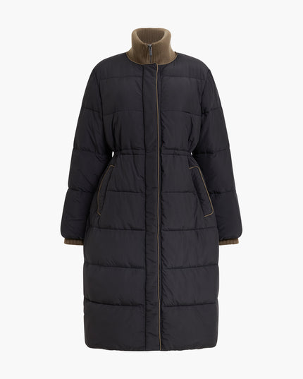 French Connection Minnie Longline Puffer Coat - Black/Khaki