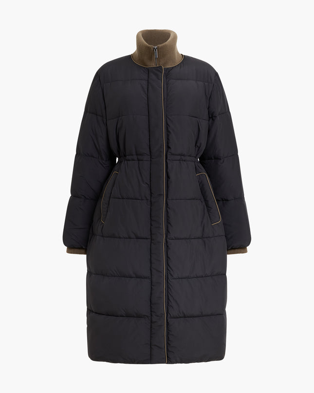 French Connection Minnie Longline Puffer Coat - Black/Khaki