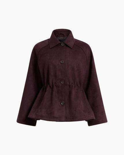 French Connection Laney Suede Cinched Jacket - Mocha Brown