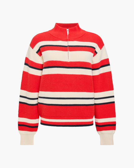 French Connection Varli Striped Jumper - Cream/Rouge Red