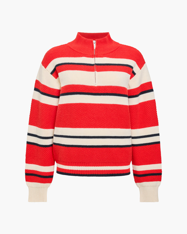 French Connection Varli Striped Jumper - Cream/Rouge Red