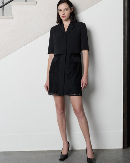 French Connection Tailored 3D Texture Blazer Dress - Black