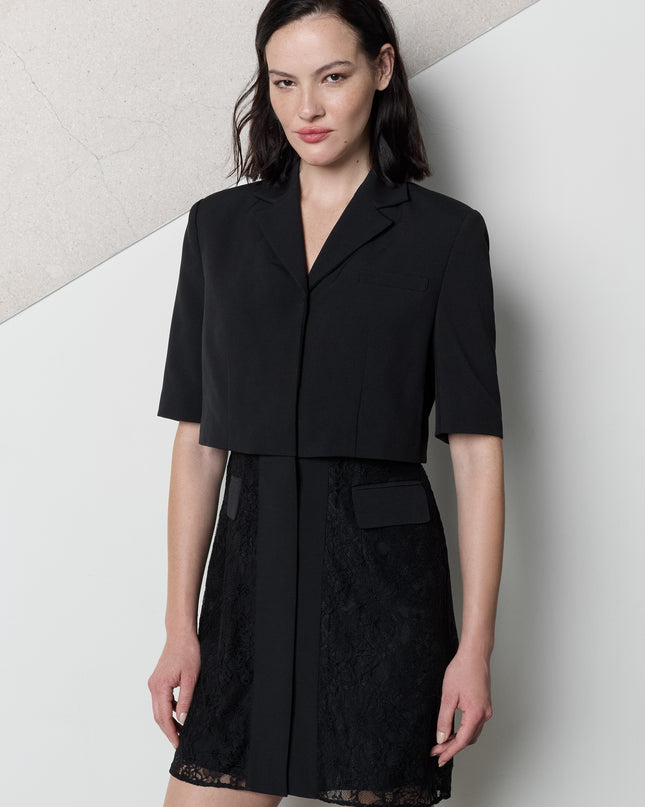 French Connection Tailored 3D Texture Blazer Dress - Black