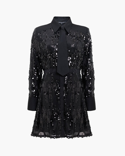 French Connection Zyra Sequin Shirt Dress - Black